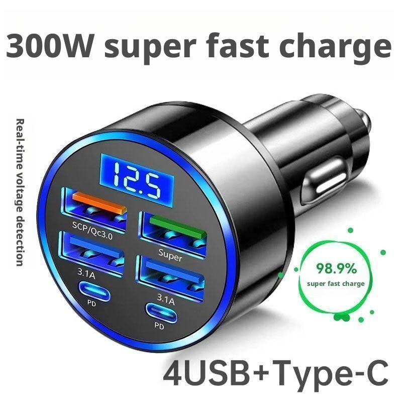 Travel Plug Type C - 300W PD Car Charger 6 Ports