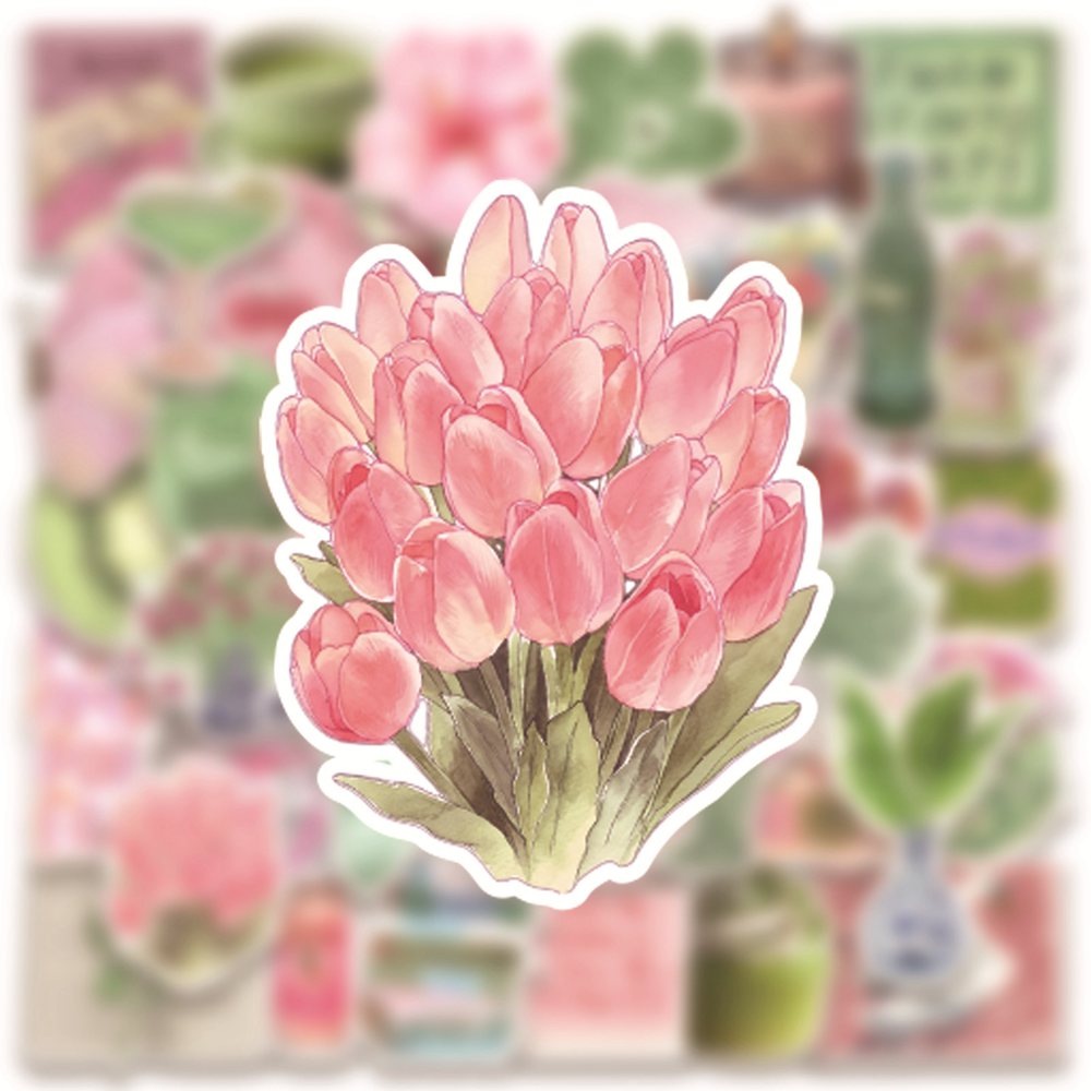 Sticker Luggage Decorative - 50pcs Ins Wind Pink Green Summer