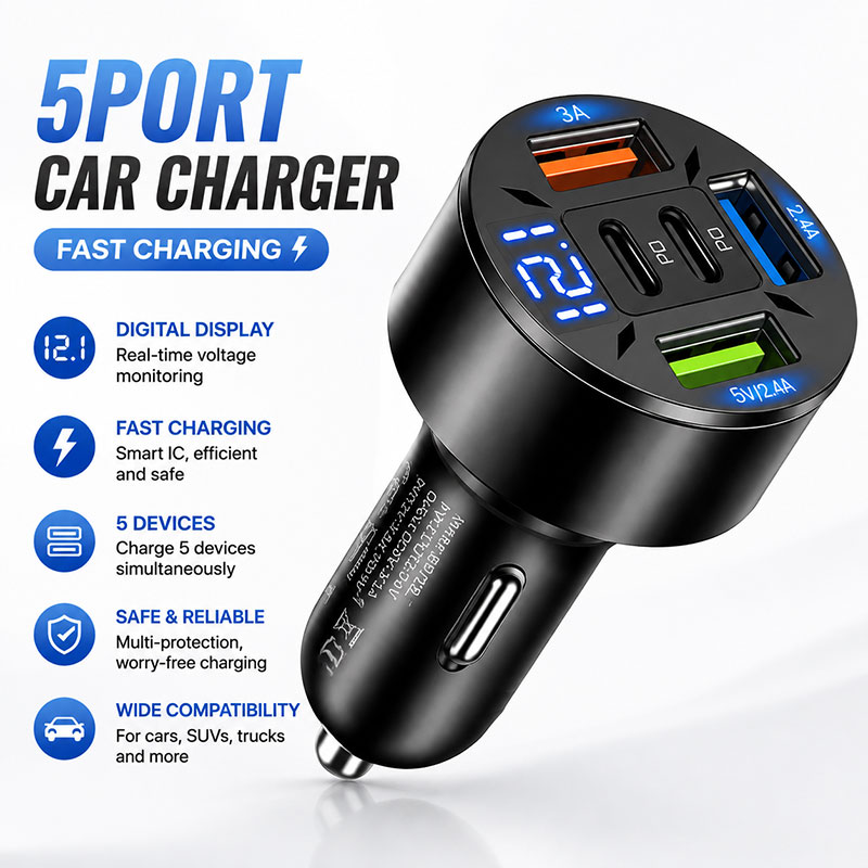 5Port Car Charger for for iPho - đánh giá và giá Travel Plug Type C