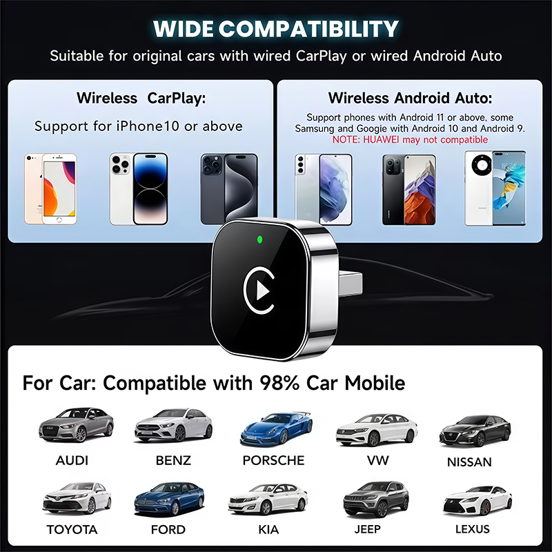 2-in-1 Wireless CarPlay Adapte - đánh giá và giá Travel Plug Type C