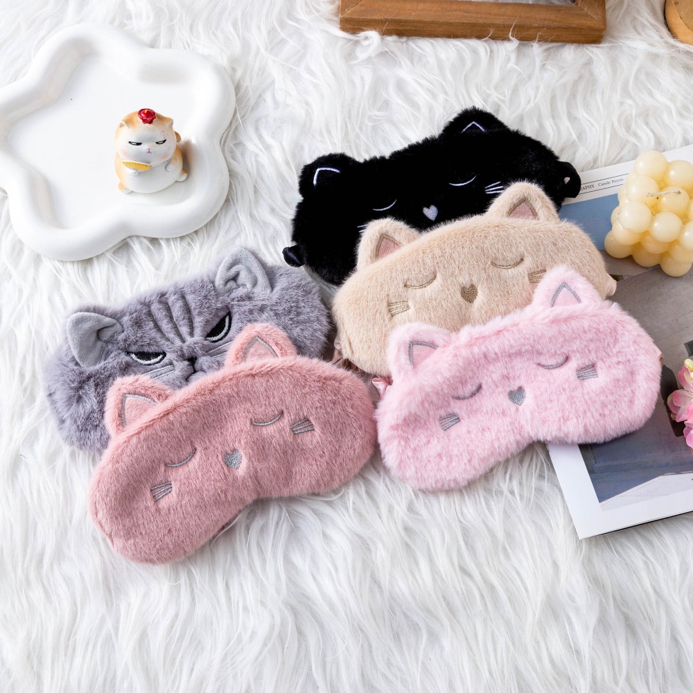 Ins Cute Cat Plush Sleep Mask  - đánh giá và giá Travel Accessories Eye Mask