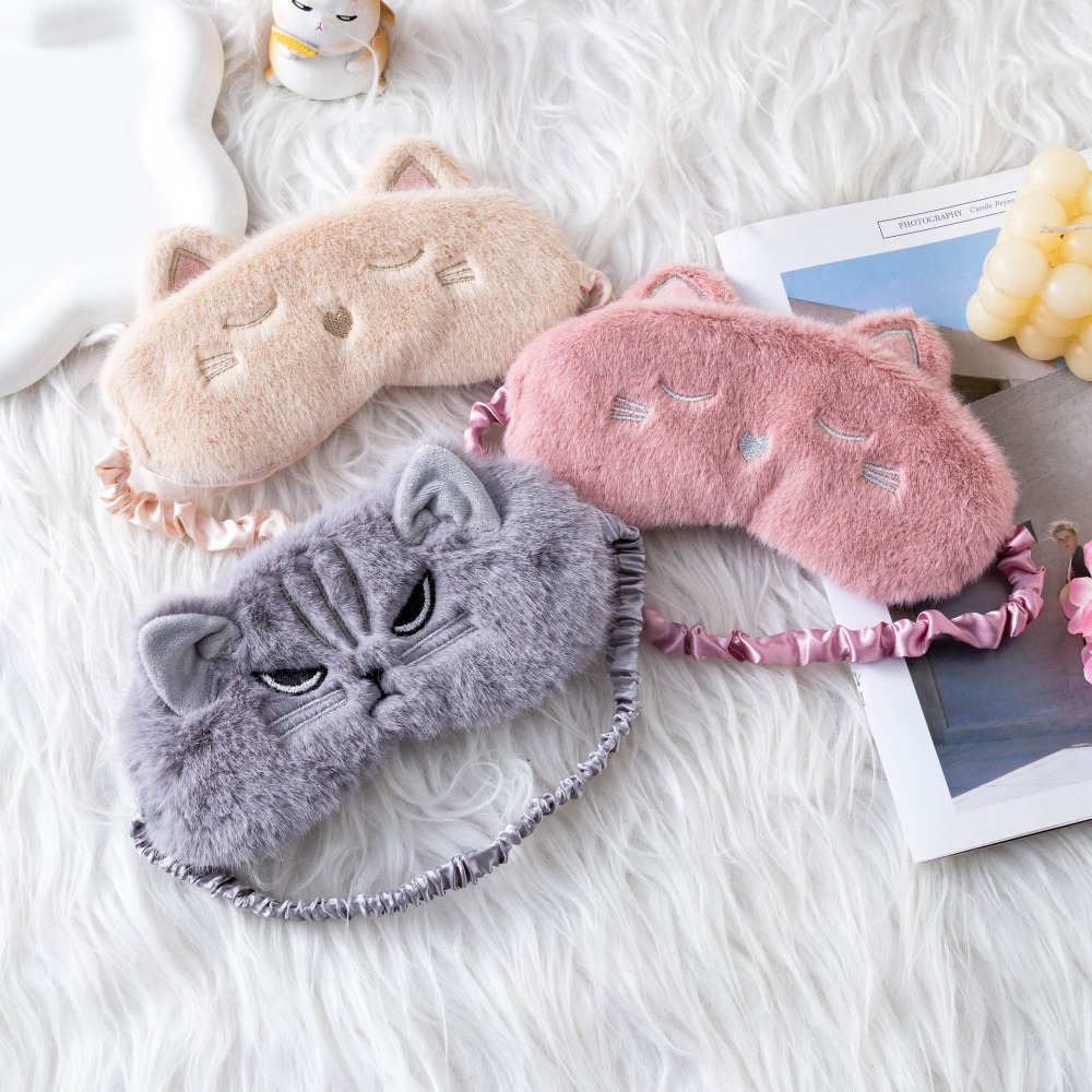 Ins Cute Cat Plush Sleep Mask  - đánh giá và giá Travel Accessories Eye Mask